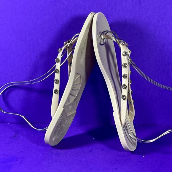 Juicy‎ Couture Women's Beige Jelly Rhinestone Thong Flip Flops Shoe Size 10 - Picture 6 of 8